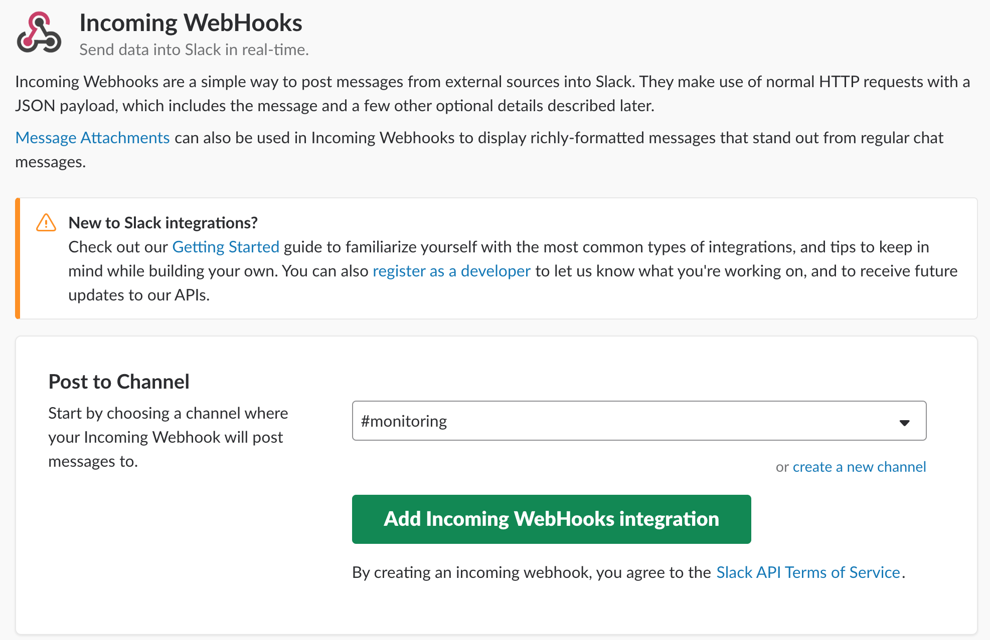 添加Incomming Webhooks